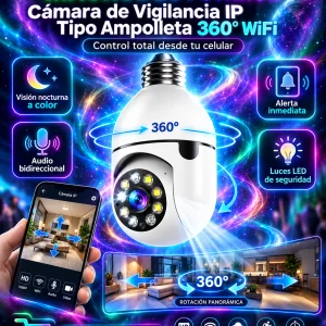 Cámara de Seguridad Tipo Ampolleta 360° WiFi con App