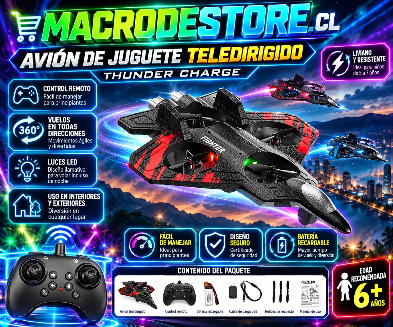 Avión de juguete teledirigido para niños
