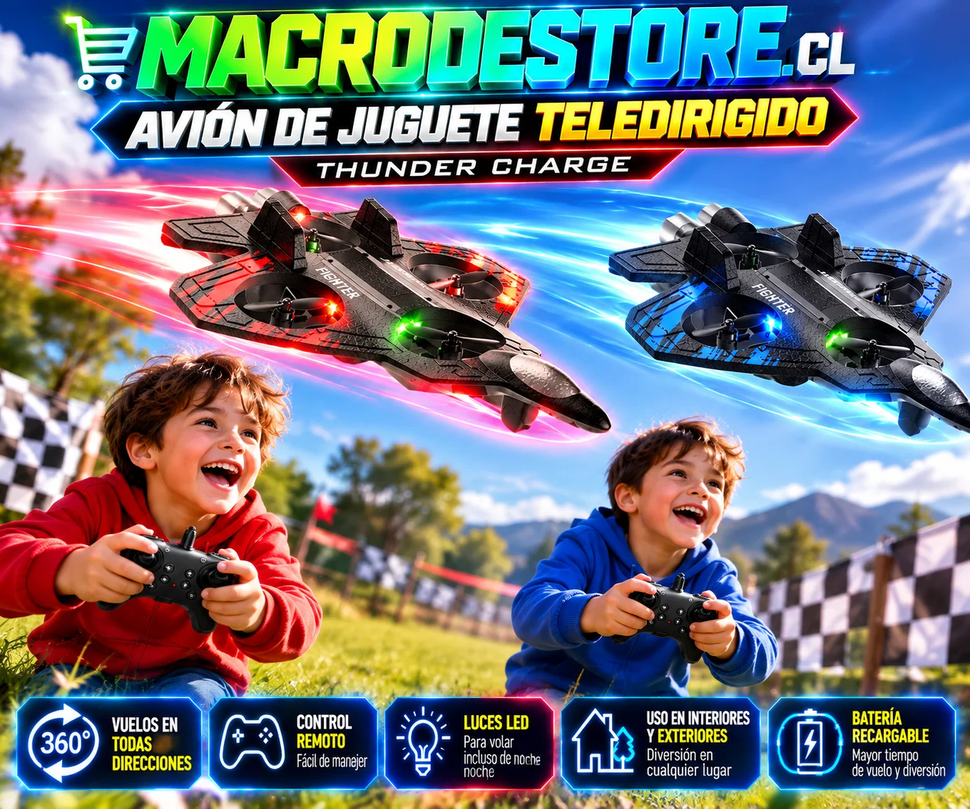 Avión teledirigido Thunder Charge en acción