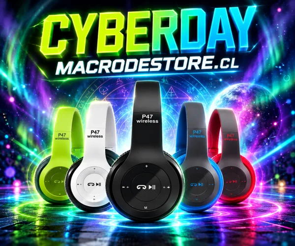 Audífonos bluetooth P47 en colores verde, blanco, negro, azul y rojo